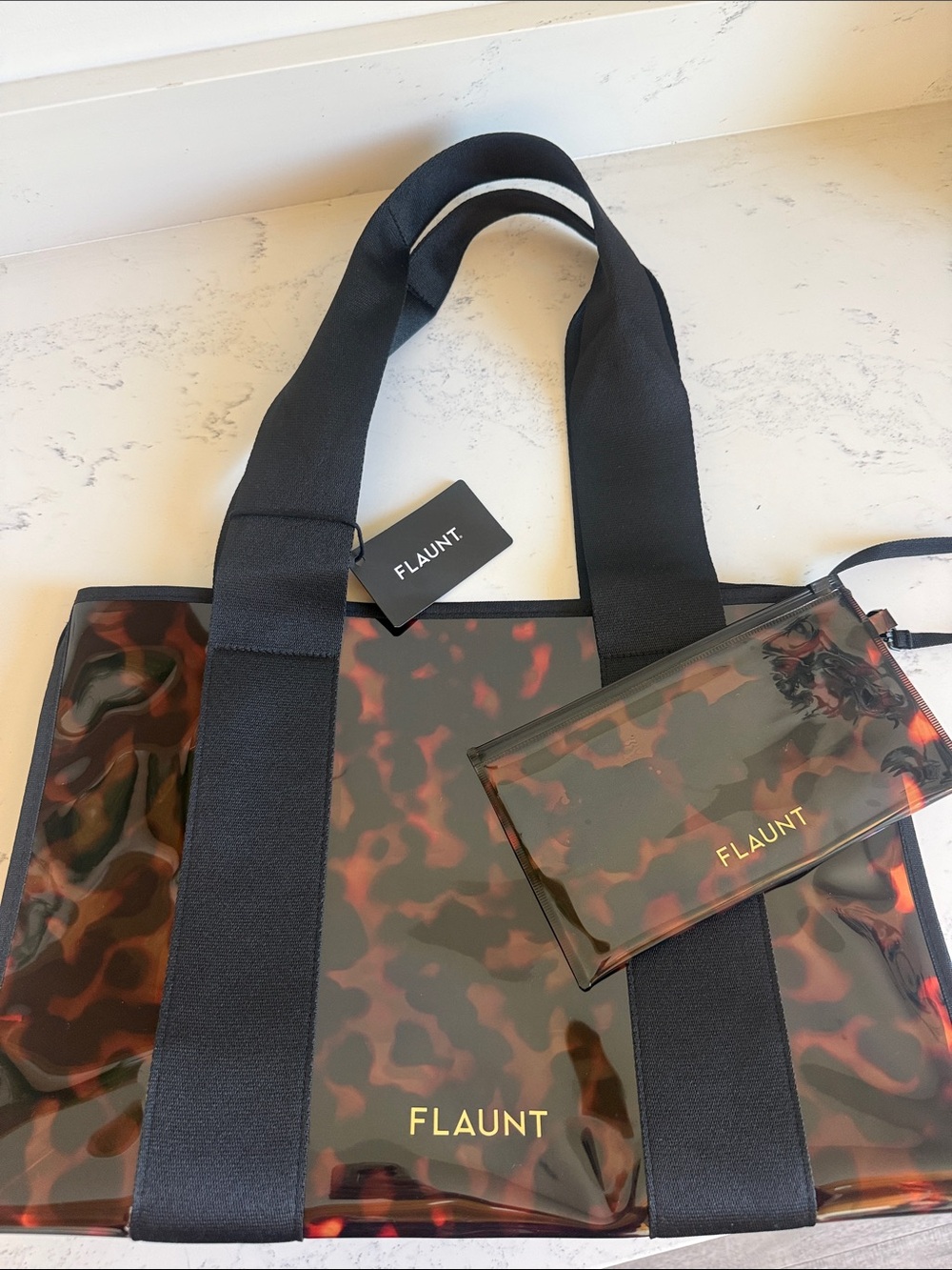 FLAUNT Tortoise Everyday Tote Bag NWT